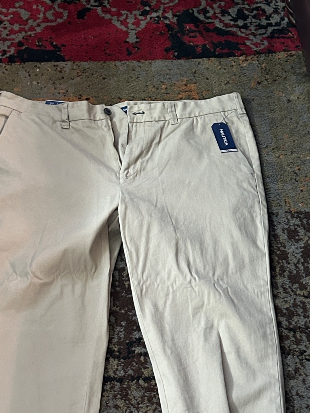 NWT Nautica Men's Beige Chino Pants - Classic Straight Fit - Picture 4 of 8